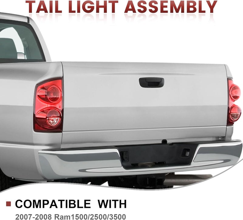 CONLLCON Tail Lights Assembly Compatible with 2007 2008 Dodge Ram 1500 2500 3500, Rear Light Taillights Replacement # 55277303AC 55277302AC - Image 2